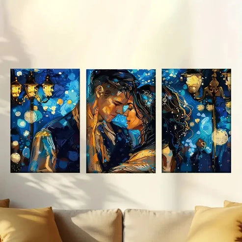 3pcs Lovers under the starry night Wall Art Canvas Unframed - High Quality Print 100% Australian Made Wall Canvas