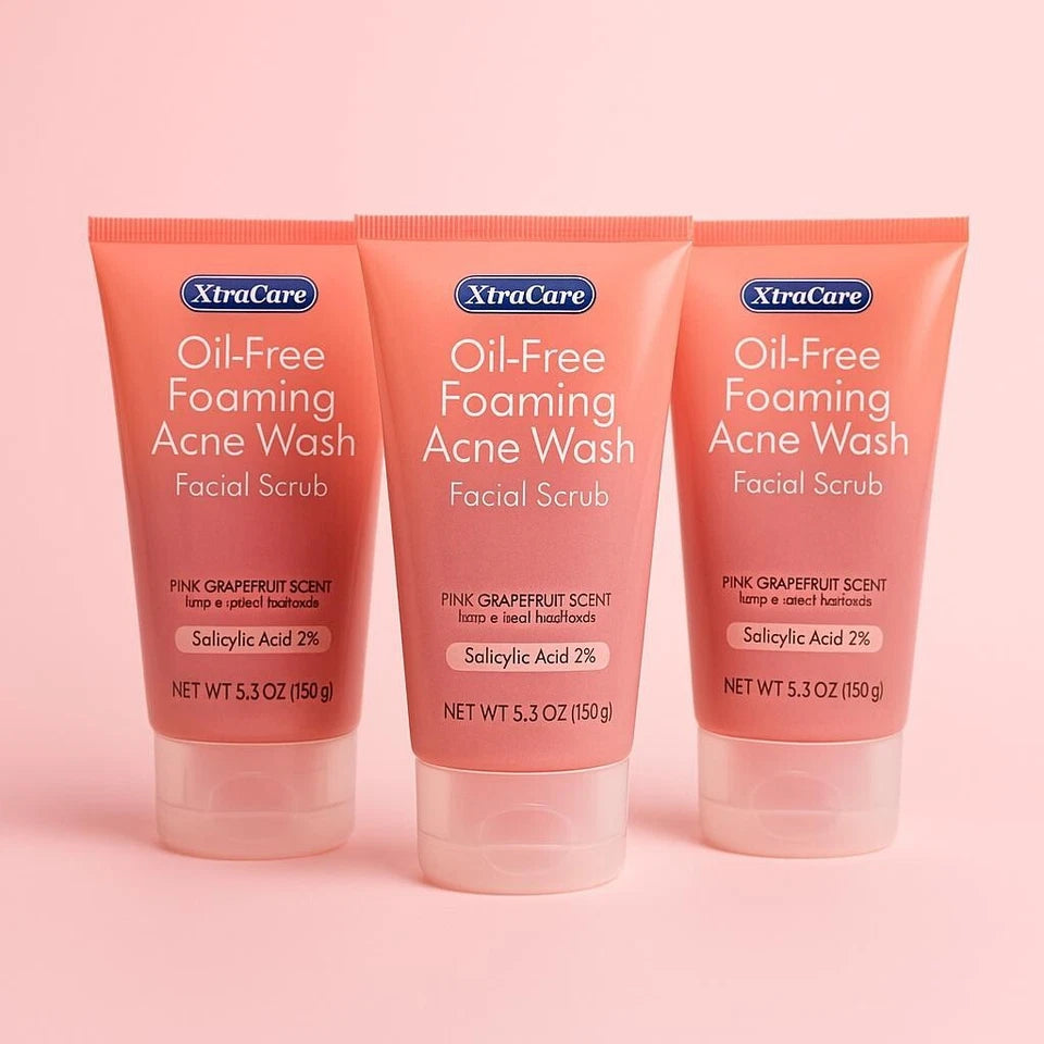 3x XtraCare Acne Face Wash – Oil-Free Foaming Scrub with Salicylic Acid 2%, 150g