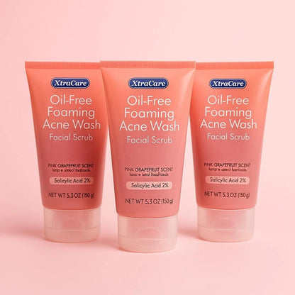 3x XtraCare Acne Face Wash – Oil-Free Foaming Scrub with Salicylic Acid 2%, 150g