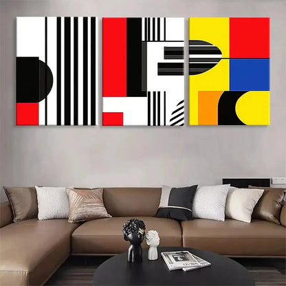 3pcs Bold Abstract Geometric Stripes Perfect Wall Art Set Canvas Framed 40x60cm - High Quality Print 100% Australian Made Wall Canvas Ready to Hang