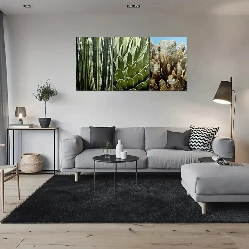 3pcs Desert Oasis Nature Green and Blue Metal Print Ready to Hang Art