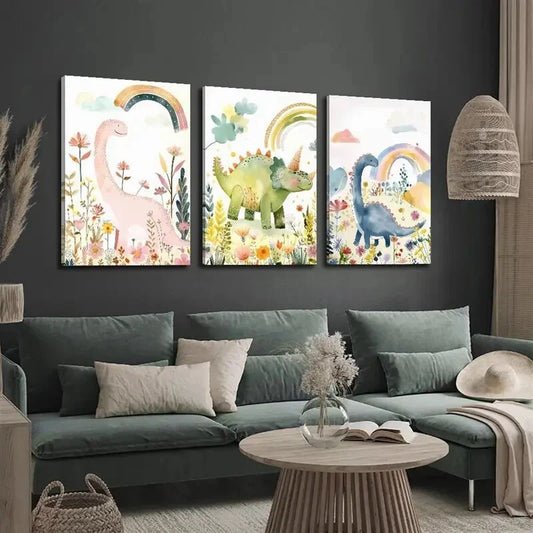 3pcs Vibrant Rainbow, Botanical Flowers, Jungle Wall Art Set Canvas Framed 50x70cm - High Quality Print 100% Australian Made Wall Canvas Ready to Hang