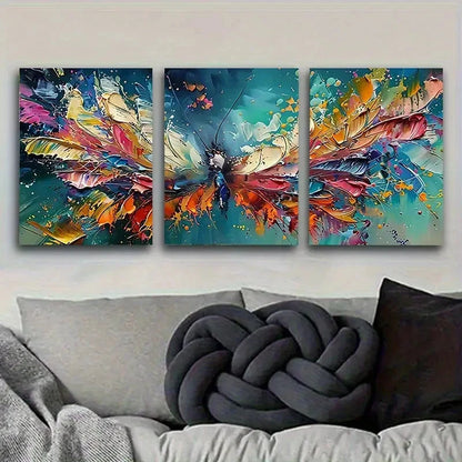 3pcs Colorful Butterfly in Flight Wall Art Set Canvas Framed 60x90cm - High Quality Print 100% Australian Made Wall Canvas Ready to Hang