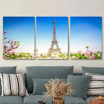3pcs Paris Eiffel Tower Paintings Wall Art Set Canvas Framed 50x70cm - High Quality Print 100% Australian Made Wall Canvas Ready to Hang
