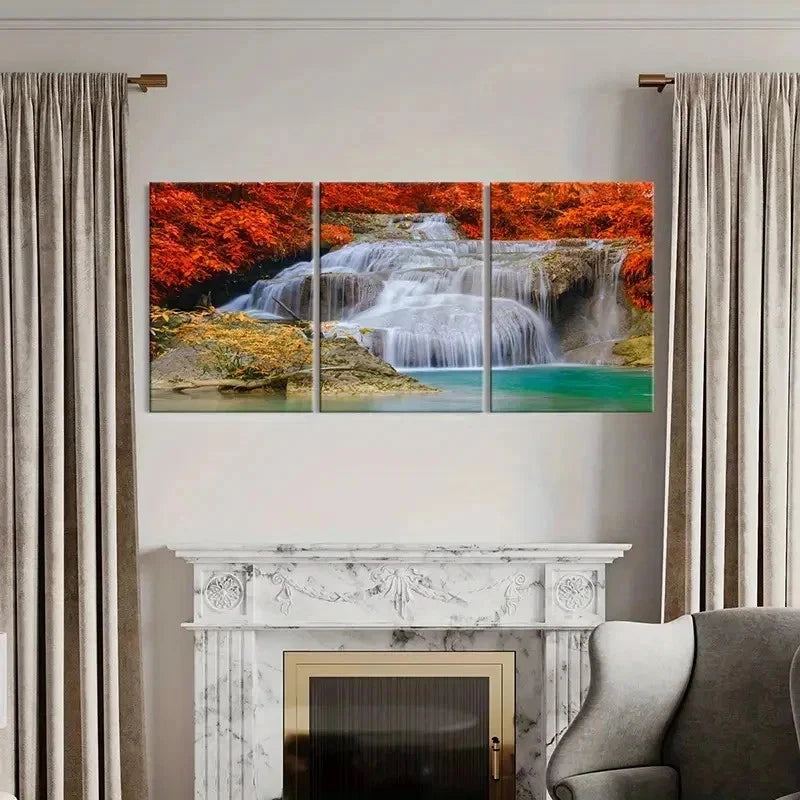 3pcs Ilawang Waterfalls Natural Landscape Wall Art Set Canvas Framed 40x60cm - High Quality Print 100% Australian Made Wall Canvas Ready to Hang