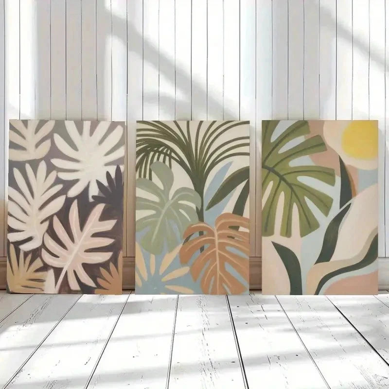 3pcs Palm Leaves Monstera Leaves Metal Print Ready to Hang Art