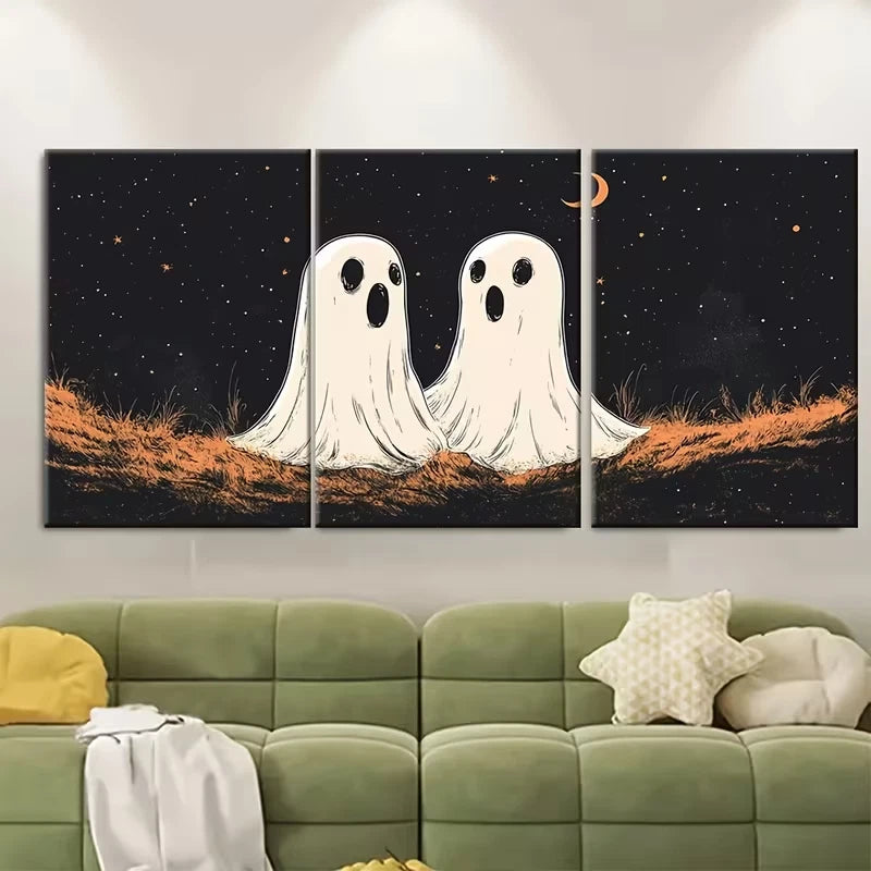 3pcs Horror Spooky Cute Metal Print Ready to Hang Art