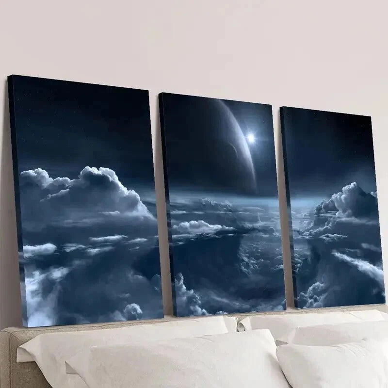 3pcs Aerospace Outer Solar Planet Decor Wall Art Set Canvas Framed 40x60cm - High Quality Print 100% Australian Made Wall Canvas Ready to Hang