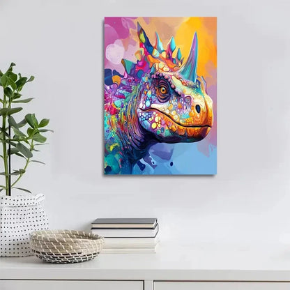 Beautiful Abstract Colorful Dinosaur Vibrant Painting 40x60cm Metal Print Ready to Hang