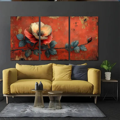 3pcs Journal Page Floral Illustration Perfect Wall Art Set Canvas Framed 40x60cm - High Quality Print 100% Australian Made Wall Canvas Ready to Hang