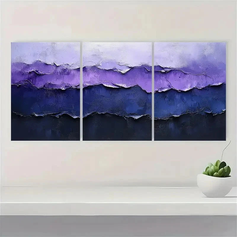 3pcs Minimalist Painting Purple Abstract VM  Wall Art Set Canvas Framed 40x60cm - High Quality Print 100% Australian Made Wall Canvas Ready to Hang