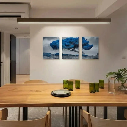 3pcs Modern Surreal Blue Tree Metal Print Ready to Hang Art