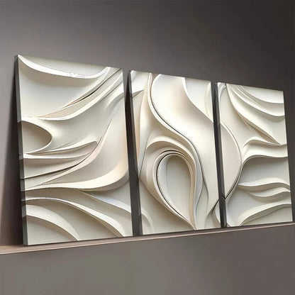 3pcs Minimalist Modern Abstract Geometric White Wall Art Set Canvas Framed 50x70cm -  High Quality Print 100% Australian Made Wall Canvas Ready to Hang