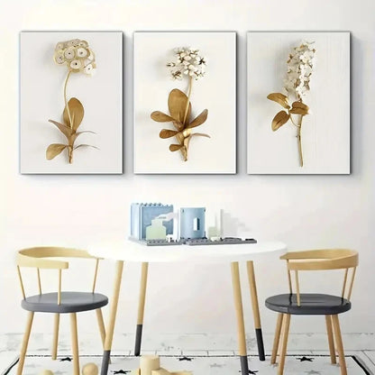 3pcs Stylish Simple White and Golden Perfect Wall Art Set Canvas Framed 40x60cm - High Quality Print 100% Australian Made Wall Canvas Ready to Hang
