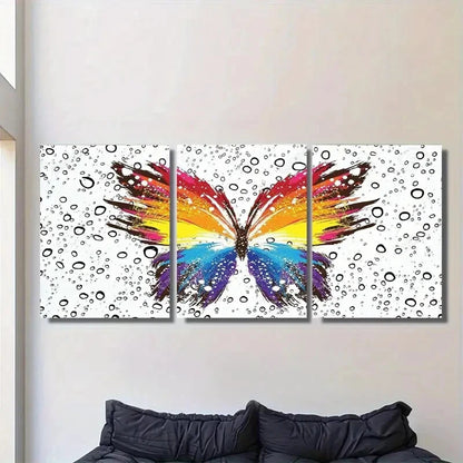 3pcs Colorful Butterfly Modern Abstract Metal Print Ready to Hang Art