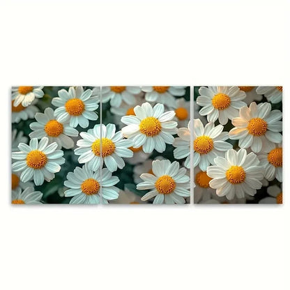 3pcs Daisy Chamomile Flora EI Wall Art Set Canvas Framed 40x60cm - High Quality Print 100% Australian Made Wall Canvas Ready to Hang