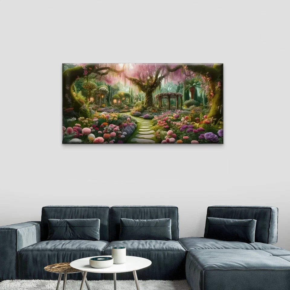 Gardens Flowers Trees Wall Art Canvas Office Home Room Framed 120x60cm
