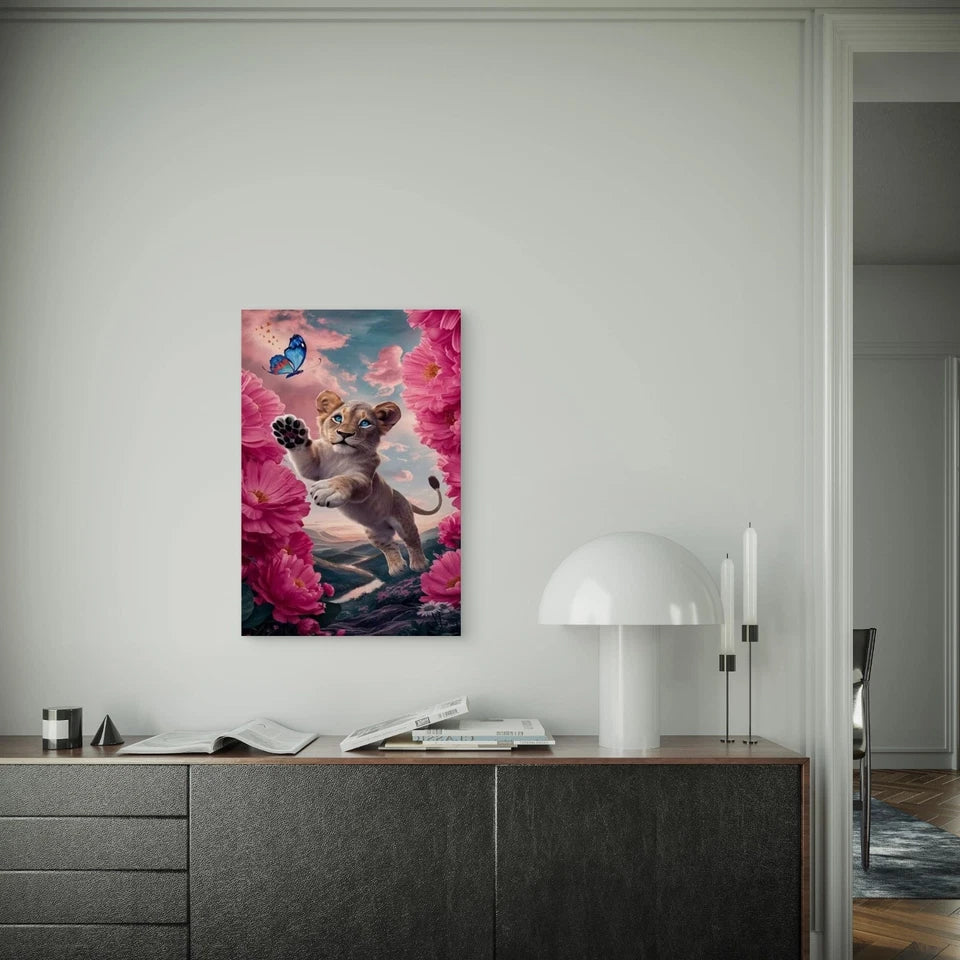 Cute Little Lion 60x90cm Metal Print Ready to Hang