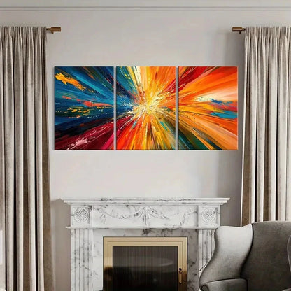 3pcs Abstract Art, Radiant Colors Vibrant Palette Metal Print Ready to Hang Art