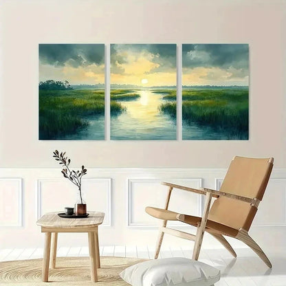 3pcs Charleston Watercolor Lowcountry Perfect Wall Art Set Canvas Framed 40x60cm - High Quality Print 100% Australian Made Wall Canvas Ready to Hang