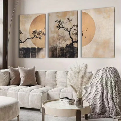 3pcs Minimalist Earthy Japanese Wall Art Set Canvas Framed 60x90cm High Quality Print 100% Australian Made Wall Canvas Ready to Hang