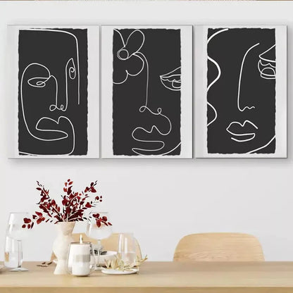 3pcs  Minimalist Line - Art Face Triptych Wall Art Set Canvas Framed 40x60cm - High Quality Print 100% Australian Made Wall Canvas Ready to Hang