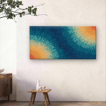 Modern Abstract Textured Blue and Orange Wall Art Canvas Office Home Framed 120x60cm