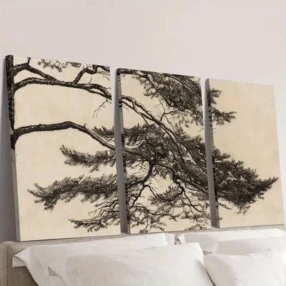3pcs Chinese Zen Pine Trees Decoration  Wall Art Set Canvas Unframed - High Quality Print 100% Australian Made Wall Canvas