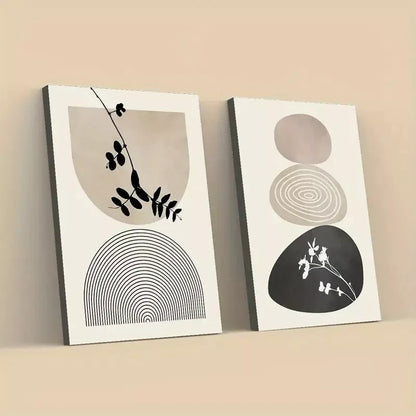 2pcs Set Abstract Shapes Framed 50x75cm - High Quality Print 100% Australian Made Wall Canvas Ready to Hang