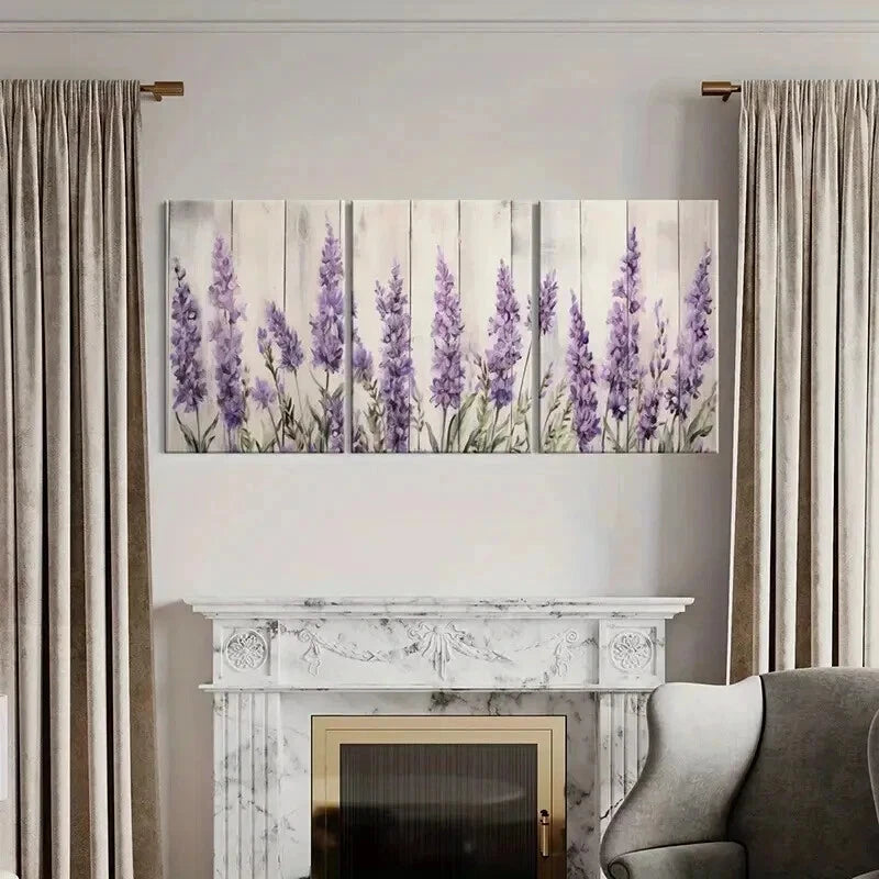 3pcs Purple Blooms Tranquil Lavender Field Wall Art Set Canvas Framed 40x60cm - High Quality Print 100% Australian Made Wall Canvas Ready to Hang