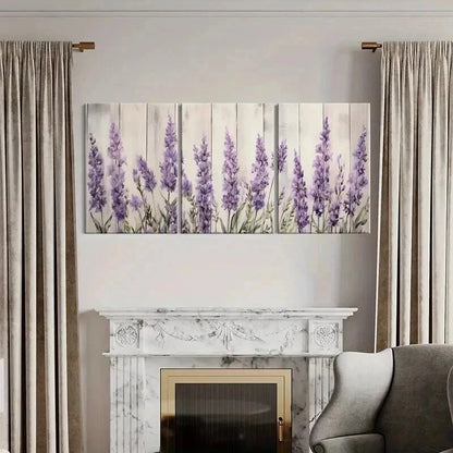 3pcs Purple Blooms Tranquil Lavender Field Wall Art Set Canvas Framed 40x60cm - High Quality Print 100% Australian Made Wall Canvas Ready to Hang