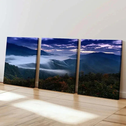 3pcs Mountains Misty Valleys Landscape Wall Art Set Canvas Framed 40x60cm - High Quality Print 100% Australian Made Wall Canvas Ready to Hang