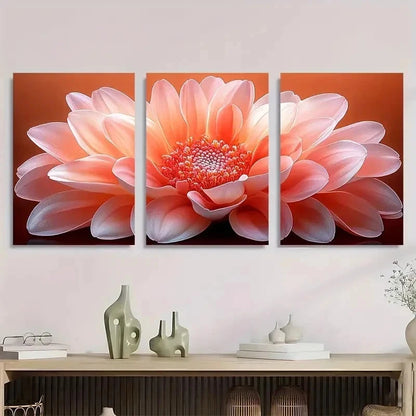 3pcs Chinese Aster Flower Aesthetic Perfect Wall Art Set Canvas Framed 40x60cm - High Quality Print 100% Australian Made Wall Canvas Ready to Hang