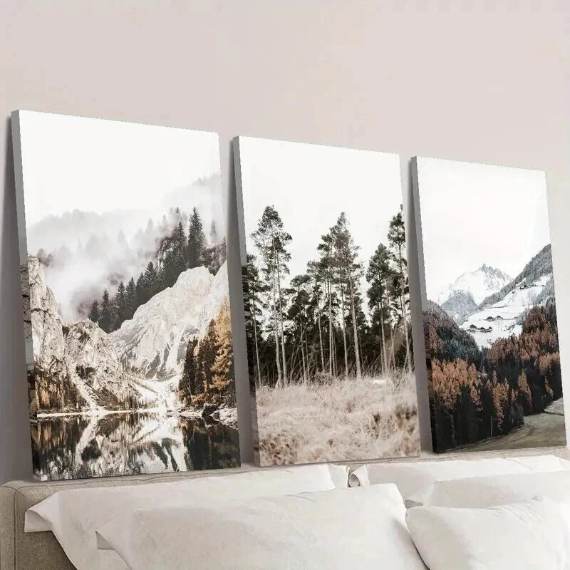 3pcs Beautiful Forest Trail with Pine Trees Wall Art Set Canvas Framed 40x60cm - High Quality Print 100% Australian Made Wall Canvas Ready to Hang