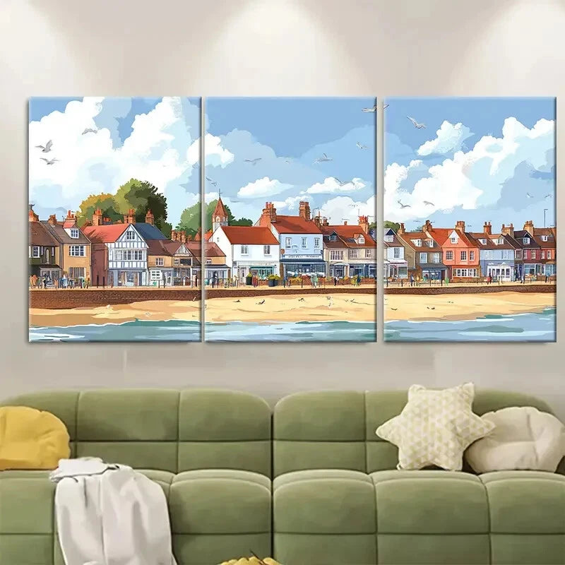 3pcs Southwold England Coastal Town Metal Print Ready to Hang Art