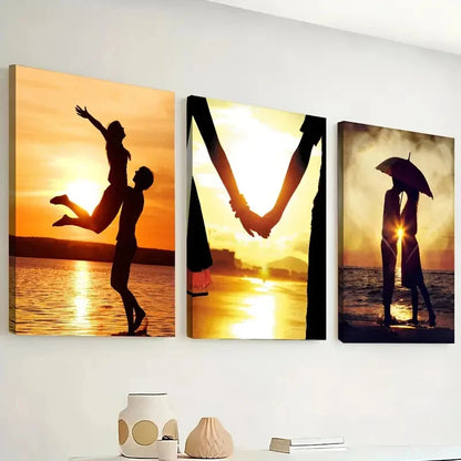 3pcs Depicting a Sunset Beach Scene Perfect Wall Art Set Canvas Framed 40x60cm - High Quality Print 100% Australian Made Wall Canvas Ready to Hang