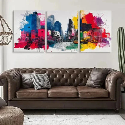 3pcs Contemporary Cityscape Graffiti Perfect Wall Art Canvas Unframed - High Quality Print 100% Australian Made Wall Canvas