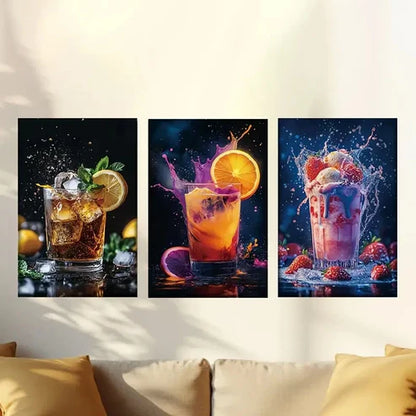 3pcs Specialty drinks, ice cream Wall Art Set Canvas Unframed - High Quality Print 100% Australian Made Wall Canvas