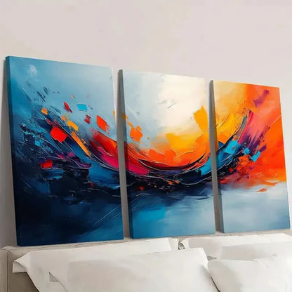 3pcs Abstract Colour Splashes Wall Art Set Canvas Unframed - High Quality Print 100% Australian Made Wall Canvas