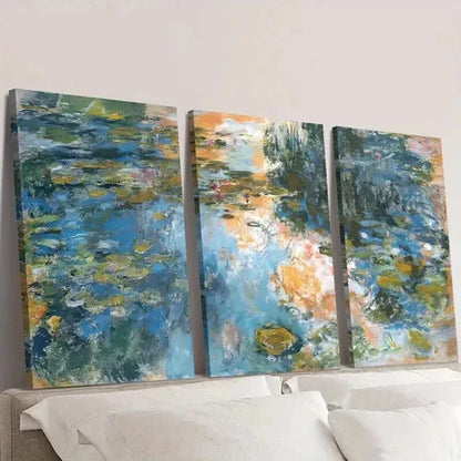 3pcs Abstract Landscape Painting Green Plants Wall Art Canvas Unframed - High Quality Print 100% Australian Made Wall Canvas