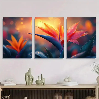 3pcs Bird Of Paradise Tropical Plant Perfect Wall Art Set Canvas Framed 40x60cm - High Quality Print 100% Australian Made Wall Canvas Ready to Hang