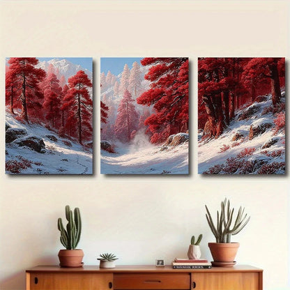 3pcs Textured Nordic Scene Frozen Metal Print Ready to Hang Art