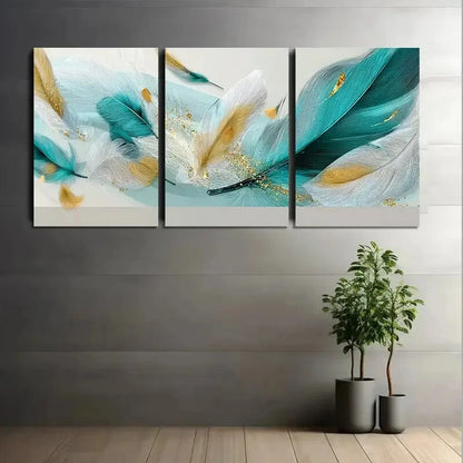 3pcs Abstract White Golden Patterns Metal Print Ready to Hang Art