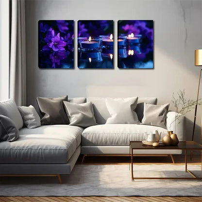 3pcs Candle and Flower Darkness Décor Perfect Wall Art Canvas Unframed - High Quality Print 100% Australian Made Wall Canvas