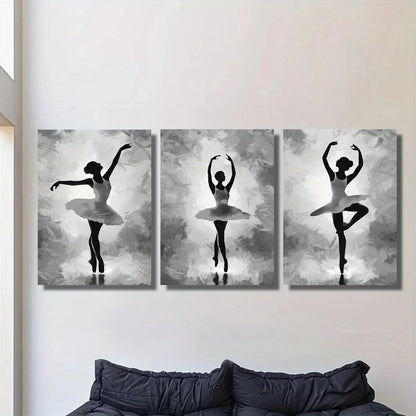 3pcs Black and White Silhouette Metal Print Ready to Hang Art