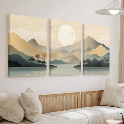 3pcs Abstract Landscape Warm Earthy Tones Wall Art Set Canvas Framed 40x60cm – High Quality Print, 100% Australian Made, Ready to Hang