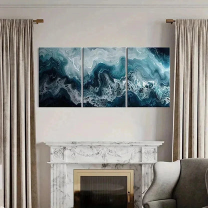 3pcs Abstract Ocean Waves Swirling Tides Metal Print Ready to Hang Art