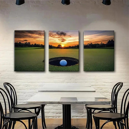 3pcs Golf Course Sunset Scenic Sports Perfect Wall Art Set Canvas Framed 40x60cm - High Quality Print 100% Australian Made Wall Canvas Ready to Hang