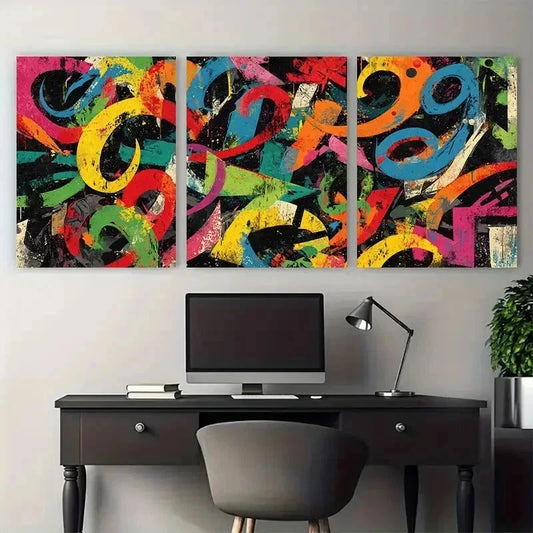 3pcs Artwork Graffiti Abstract Street Perfect Wall Art Canvas Framed 60x90cm