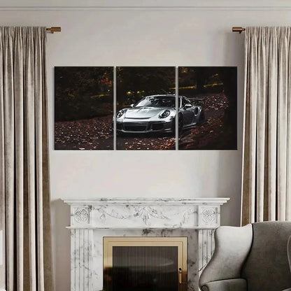 3pcs Porsche Super Car in a Forest Wall Art Set Canvas Framed 40x60cm - High Quality Print 100% Australian Made Wall Canvas Ready to Hang
